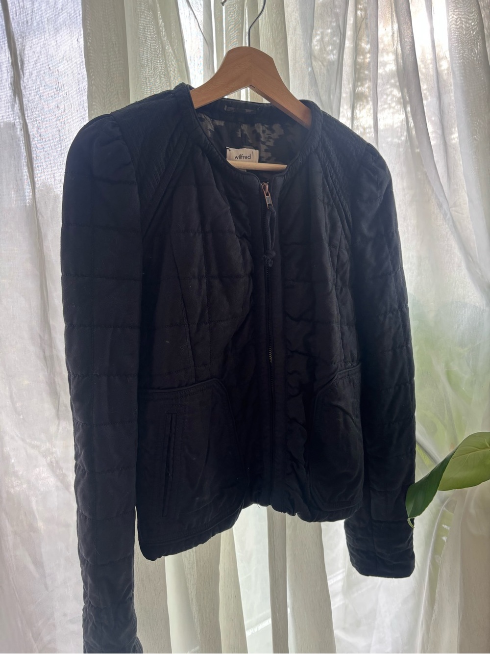 Romantic Wilfred Vintage Quilted Black Bomber Jacket